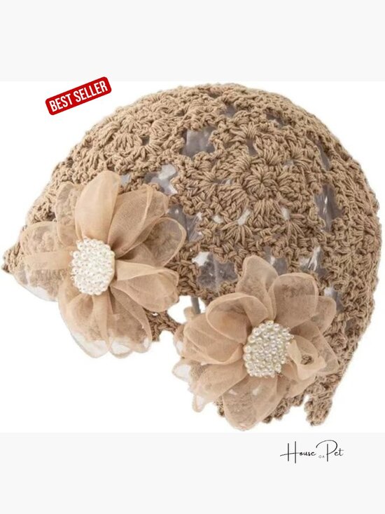 Handmade Crochet Beanie Sun Summer Hat Lace Beach Skull Cap Lightweight main image 5